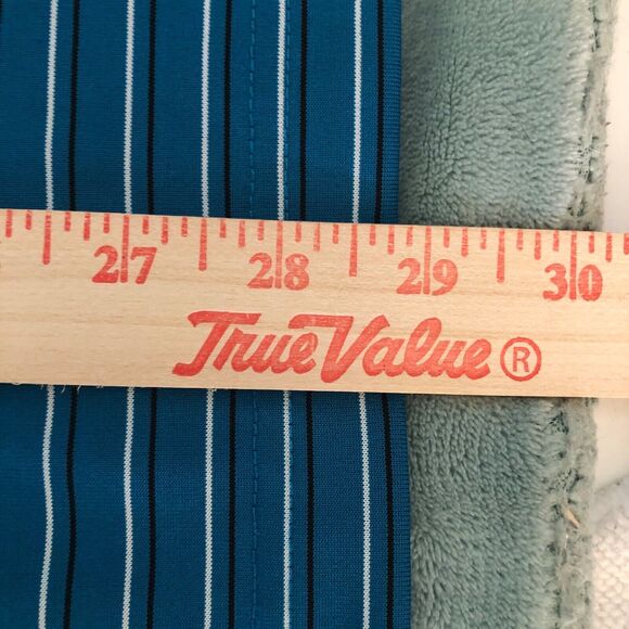 Roundtree &Yorke Mens L Teal Striped Performance Polo Shirt Stretch Comfort Golf - Picture 7 of 7